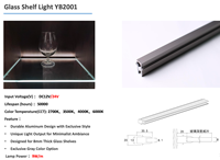 Éclairage LED en aluminium avec capteur pour armoires, éclairage arrière pour étagères en verre de 8 mm, pour maison, cuisine, présentoirs, meubles, DC 12V YB2001-21