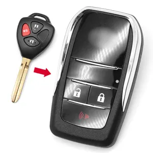 Kunci mobil modifikasi kendaraan, penutup kunci mobil Remote lipat t-oyota Flip 3 tombol TOY43 TOY48