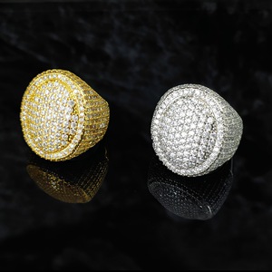 Hip Hop Egg Shape <b>Ring</b> Micro Pave Zircon Full Diamond Unisex Fashion Jewelry Party <b>Statement</b> <b>Ring</b> Gold Silver Rose Gold - Product Image 1