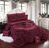 Parure de lit de mariée de luxe moderne de style européen avec bordure en dentelle et broderie jacquard, écologique, en polyester 300 fils, taille Queen, vente en gros