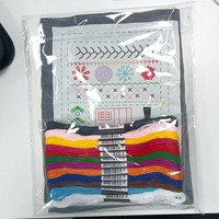 Stichbuch Komplettes Stickerei-Starter-Set Buch Leinenstoff Vorgedrucktes Muster Rahmen Garn Nadel DIY Bastelset