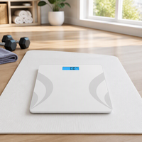 Balance de salle de bain numérique haute précision 180 kg, verre trempé blanc, écran LCD rétroéclairé bleu pour pesée domestique précise
