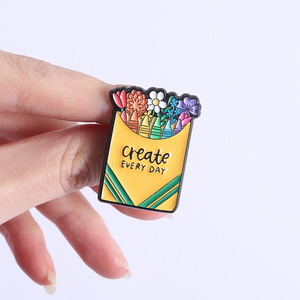 Broches de Esmalte con Impresión UV, Hermosos Diseños Florales y de Crayón, Insignias para Camisas y Solapas, Joyería de Moda, Regalo al por Mayor - Product Image 4