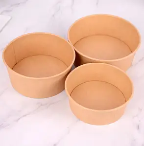 500ML 750ML 1000ML 1100ML 1300ML Kraft Paper Hot Soup Cup Box Packaging Salad Bowl With Lids