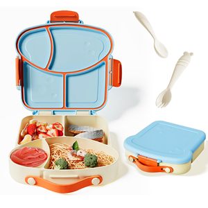 Boîte à lunch Bento pour enfants, boîte à lunch Bento étanche pour garçons et filles avec 3 compartiments, boîte à goûter sans BPA avec compartiment amovible - Product Image 4