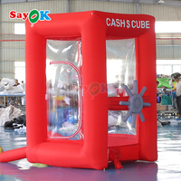 Sayok outre-mer entrepôt attraper argent soufflant stand volant Cash Machine gonflable argent Cube