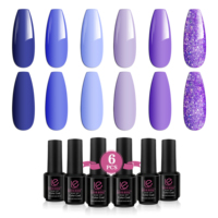 Ensemble de vernis gel couleur violet haute pigmentation, 6 couleurs, vegan, écologique, non toxique, gel UV de luxe, vente en gros, étiquette privée