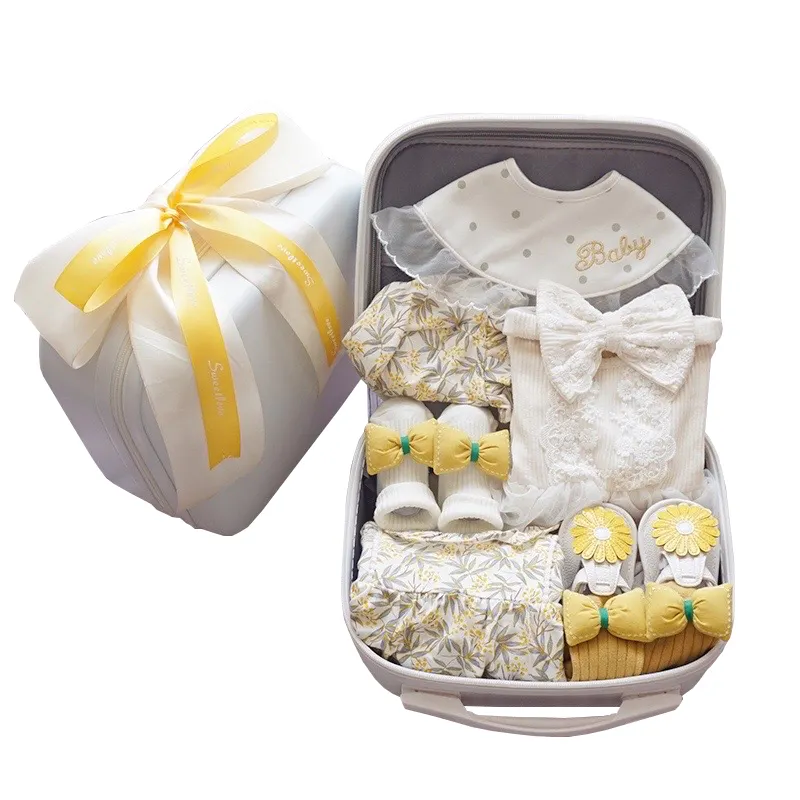 Mädchen Mode Oeko-Tex zertifiziert Baju Bayi Neugeborene Baumwoll kleidung Neugeborene 0-3 Monate Baby Stram pler Geschenk box Sets