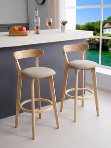 Taburete <span class=keywords><strong>de</strong></span> Bar Moderno <span class=keywords><strong>de</strong></span> <span class=keywords><strong>Madera</strong></span> con Asiento Acolchado, Silla Alta Elegante <span class=keywords><strong>para</strong></span> Isla <span class=keywords><strong>de</strong></span> <span class=keywords><strong>Cocina</strong></span>, <span class=keywords><strong>Barra</strong></span> <span class=keywords><strong>de</strong></span> Pub, Exteriores, Hoteles, Comedor, Dormitorio - Product Image 6