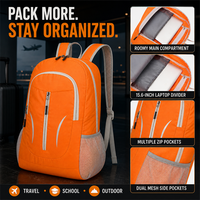 Mochila Plegable Personalizada con Compartimento para Portátil de 15.6 Pulgadas, Ligera, Resistente al Agua y Reflectante, para Viajes, Aire Libre, Trabajo y Escuela