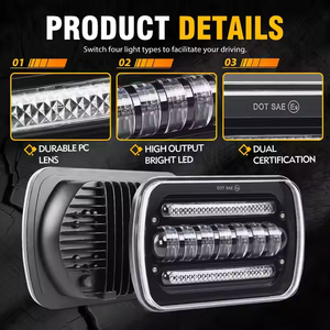 Accesorios de coche de alta potencia LED luz de trabajo camión DRL rectángulo LED faros delanteros para jeep <span class=keywords><strong>Cherokee</strong></span> Xi 575 pulgadas faro - Product Image 5