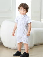 Jinyunsen 2025 Logo personnalisé vêtements pour bébés bébé garçon costume ensemble blanc robe de baptême tenues de fête baptême tenue de gentleman