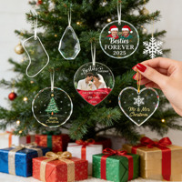 Décorations de Noël en verre cristal transparent en forme d'étoile, en gros, à suspendre
