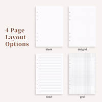 Libreta Personalizada Magnética de PVC A5 con 6 Anillas, Agenda, Diario, Bloc de Notas, Páginas en Blanco, Punteadas y Rayadas de 100 g/m²