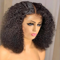 Perruques Lace Front en Cheveux Humains Brésiliens Bruts Pas Chères, Courtes Coupe Pixie, Perruques en Cheveux Humains Bouclés Crépus, Perruques Frontales HD Lace pour Femmes Noires