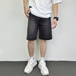 Pantalon décontracté de sport d'été de marque tendance pour hommes Nouveau <span class=keywords><strong>short</strong></span> <span class=keywords><strong>en</strong></span> <span class=keywords><strong>jean</strong></span> de style américain Taille moyenne Bouton mince respirant Grande taille - Product Image 2