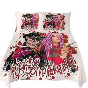 China Factory <strong>Customized</strong> Popular Newest Halloween Karol G Peso Pluma 3pcs 100% Polyester <strong>Comforter</strong> Quilt Bedding <strong>Set</strong> Duvet <strong>Set</strong> - Product Image 1