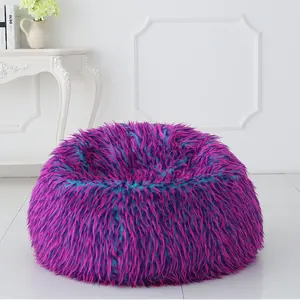 Modern Purple Faux Fur Bean Bag Home Textile One Seat Cushion Contemporary Design Contemporary Bean Bag Seat Foam Fill Material