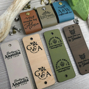 Suéteres y gorros transfronterizos de otoño e invierno, etiquetas de cuero personalizadas DIY, etiquetas de cuero PU con logo grabado a láser, a la moda - Product Image 3
