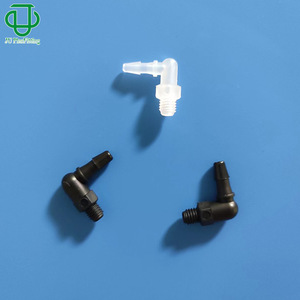 Plastic Elbow Connector 10-32UNF Threaded Barbed For <b>Silicone</b> <b>Pipe</b> ABS Material - Product Image 1