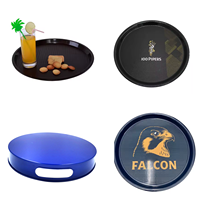 Accessoires de bar, vente directe d'usine, plateau de service rond en plastique noir, rouge, bleu, 32,5*4,5 cm, pour restaurant, bar, hôtel