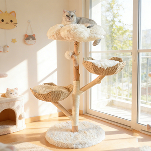 Moderne kattenboom, houten klimtoren, op maat gemaakt, luxe, modern, groothandel, houten kattenklimrek, krabpaal, kattenhuis, klimtoren voor katten - Product Image 1
