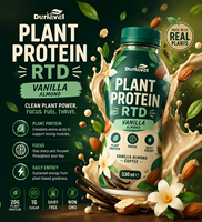 Bebida de Proteína Vegetal RTD en Botella PET de 330 ml, 12 Botellas por Caja, Bebida Universal de Proteína Vegetal con Opción de Envase Tetra Pak