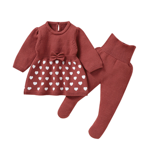 Mimixiong Super morbido Set abito da bambina a maglia cuore carino abbigliamento per neonati vestiti da neonato manica lunga - Product Image 1