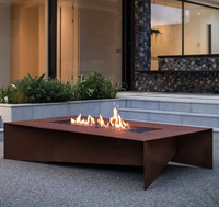 Cheminée à gaz en acier moderne à personnalisation intégrée, grande table de feu extérieure robuste, garantie 5 ans