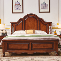 Amerikanischer Luxus-Stil Kingsize-Schlafzimmerbett Europäischer Stil Hochwertiges Massivholz-Doppelbett Weiches Kopfteil Lederbett Modern