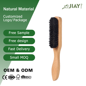 <span class=keywords><strong>Brosse</strong></span> à <span class=keywords><strong>barbe</strong></span> pour homme avec logo personnalisé, écologique, en bambou, manche en bois de hêtre naturel, poils de sanglier doux pour le peignage des poils du visage - Product Image 2