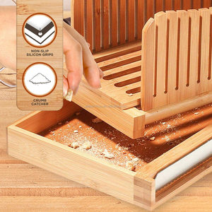 Trancheuse à pain réglable en bois <span class=keywords><strong>de</strong></span> bambou avec couteau et <span class=keywords><strong>plateau</strong></span> à miettes - Product Image 5