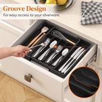 Tiroir à couverts en argent Organisateur réglable pour couverts Porte-couverts extensible Plateau à ustensiles pour la cuisine