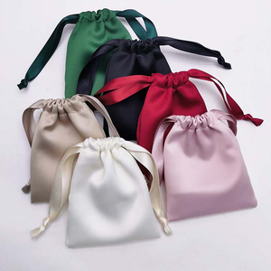 Custom Logo Satin <b>Drawstring</b> <b>Bag</b> Handmade Silk Satin Cosmetic Packing for WGS for Gift Grocery <b>Makeup</b> Candle Stamping Embossing - Product Image 1