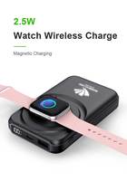 Chargeur magnétique pour montre 22,5 W noir, charge rapide, batterie externe avec câbles intégrés pour appareils mobiles, polyvalent et pratique