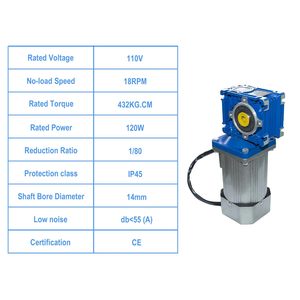 Bemonoc มอเตอร์เกียร์หนอน120W 110V 50/60Hz 18RPM แรงบิดสูงพร้อมตัวควบคุมความเร็วอัตราส่วน CW ccw 1:80 - Product Image 5