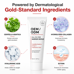 Crème Visage Anti-Âge OEM ODM au Cica et Collagène, Crème Raffermissante Effet Anti-Âge, <span class=keywords><strong>Acide</strong></span> <span class=keywords><strong>Hyaluronique</strong></span>, Niacinamide, Crème Réparatrice de Barrière Cutanée - Product Image 3