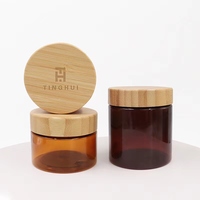 Pots en plastique écologiques de 150g, 250g, 500g avec couvercle en bambou, 8oz, ambrés, givrés, transparents, pour beurre corporel cosmétique