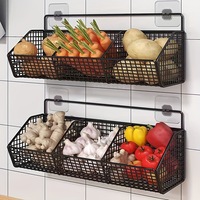 Étagère murale de cuisine en métal à double niveau pour épices, panier de rangement suspendu sans perçage