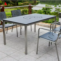 Mobilier d'hôtel Durable Personnalisé Salle À Manger Compact Stratifié Hpl Top Table Extérieure