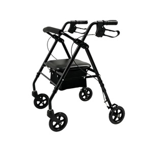 Hanbang Jiaye Four Wheel <b>Walker</b> Folding Aluminum Alloy Lightweight Senior <b>Disability</b> Aid Mobility <b>Walker</b> With Storage Basket - Product Image 2