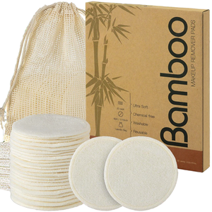 Khăn tẩy trang bông hữu cơ tre tái sử dụng in logo tùy chỉnh, thân thiện với môi trường, túi đựng mỹ phẩm, đồ vệ sinh mặt, miễn phí - Product Image 2