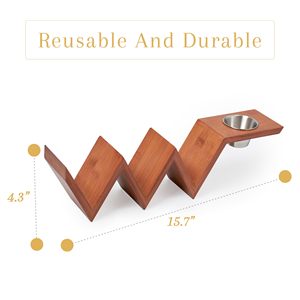 Plateau à tacos en <span class=keywords><strong>bois</strong></span> de bambou durable avec bols en acier inoxydable, parfait pour les fêtes et les médias sociaux - Product Image 3