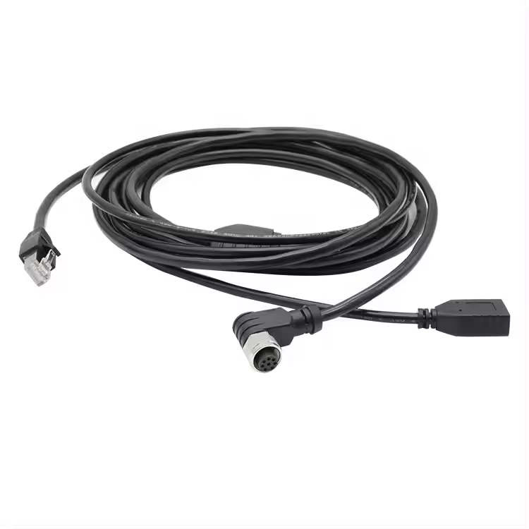 Connecteur femelle M12 vers USB femelle et RJ45