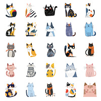 Grenz überschreitende 50 Cartoon Kitty Aufkleber PP Material wasserdichter Aufkleber DIY Koffer Tablet Skateboard