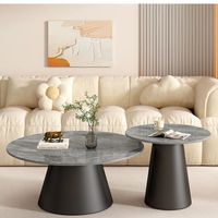 Table basse en métal de style moderne et luxueux italien avec plateau en ardoise, combinaison haute/basse, salon, petit appartement, table d'appoint