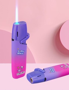 Windproof Jet Flame Metal <b>Lighter</b> Refillable Kitchen Electronic Colorful <b>Lighters</b> - Product Image 1