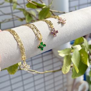 Nuova Collana con Ciondolo a Quadrifoglio Portafortuna alla Moda, Orecchini con Zirconia, Set in Oro 14K, Gioielli Floreali per Donne, Oro Laminato Joyeria - Product Image 4