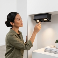 Spot encastré LED YaoTe moderne et minimaliste en aluminium noir, double tête, 6000K, carré, pour plafond, maison et bureau