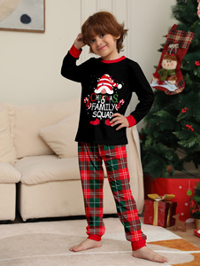 Fábrica Por Atacado Novo Floco De Neve Vermelho Verde Checker Set Europa e América Natal Conjuntos Família Natal Pijama Conjuntos - Product Image 6